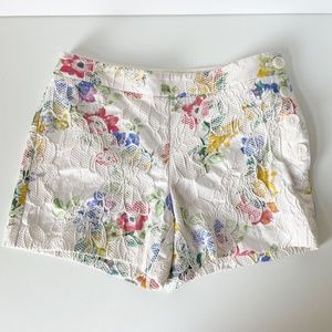 Anthropologie Elevenses Catalonia Womens Shorts Sz 0 White Floral Lace Button